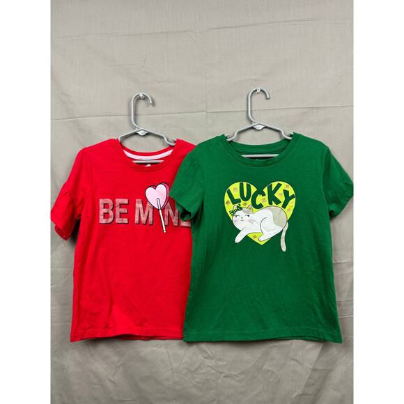 Girls Valentine and St. Patrick 2 Shirt Bundle, Size 7-8 (M) - Picture 1 of 8